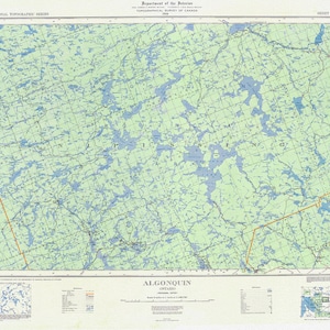 Topografische Kaart van Algonquin, 1934 , kaart op zwaar katoenen doek, 22x27" ca.
