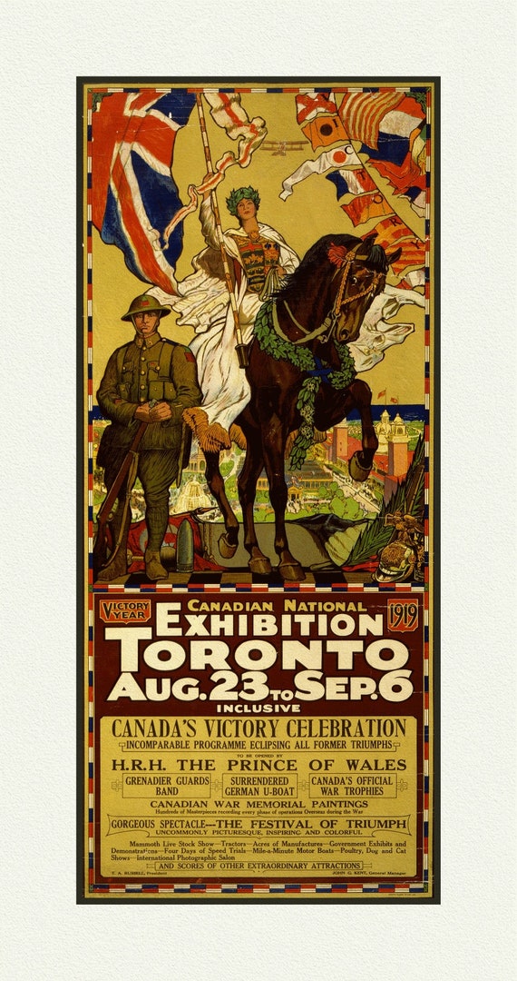 Canadian National Exhibition, 1919, Poster on Heavy Cotton Canvas, approx. 27x18"