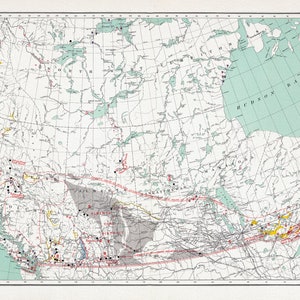 Canada Department of the Interior, West sheet. Mineral map of the Dominion of Canada, 1915, map on heavy cotton canvas, 22x27" approx.