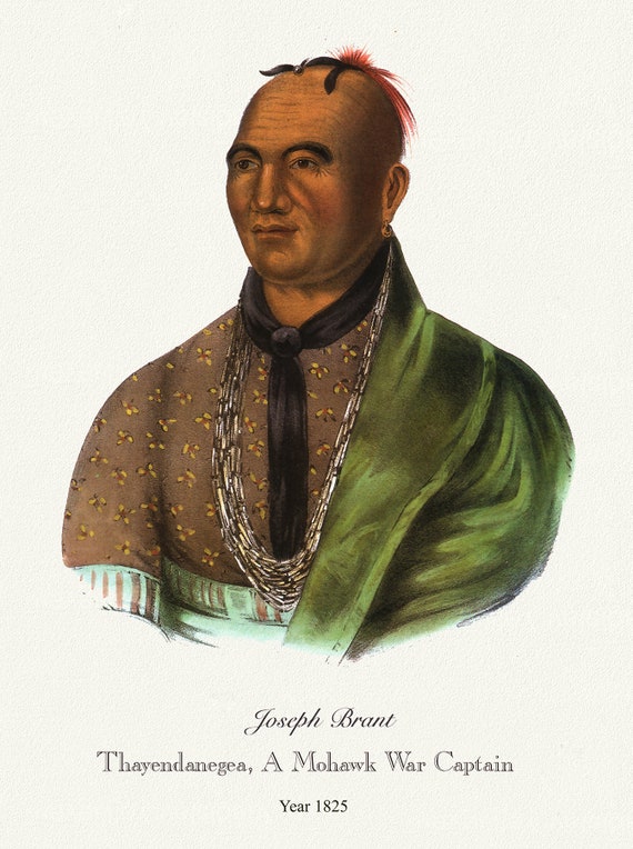 Joeseph Brant, Thayendanegea, A Mohawk War Captain, 1825, vintage print on canvas, 50 x 70 cm, 20 x 25" approx.