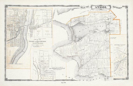 Athol Township, Ont., 1878, map on durable cotton canvas, 50 x 70 cm, 20 x 25" approx.