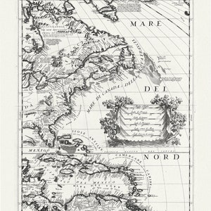 Amerika Settentrionale le colle nuoue scoperte fin al'anno 1688, diuisa nelle sue parti secundo lo stato.1688.Coronelli, Leinwand, 20 x 25"