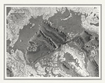 Arctic Ocean Floor, National Geographic, 1971 , map on heavy cotton canvas, 50 x 70cm, 20 x 25&quot; approx.