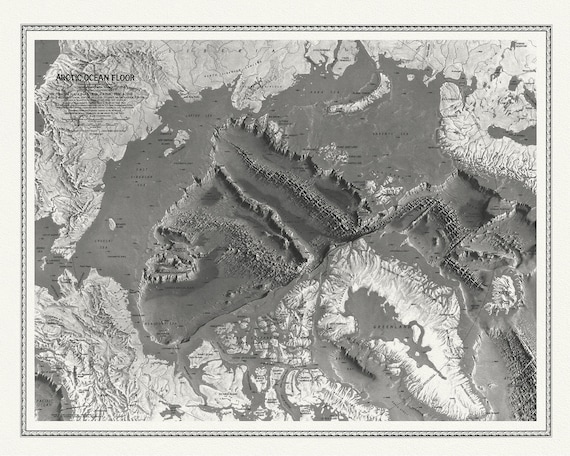 Arctic Ocean Floor, National Geographic, 1971 , map on heavy cotton canvas, 50 x 70cm, 20 x 25" approx.