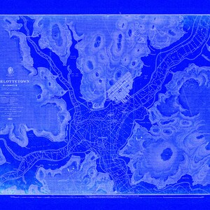 Carta Náutica, Ilha do Príncipe Eduardo, Porto de Charlottetown, 1861 Cianotipia, mapa em tela de algodão durável, 50 x 70 cm, 20 x 25" aprox.