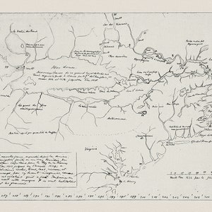 Carte de la Nouvelle France, Champlain (1632) et Thoreau (1850), map on heavy cotton canvas, 50 x 70 cm, 20 x 25" approx.