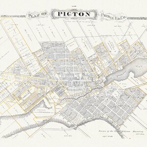 Plan de Picton, comté de Prince Edward, Ontario, 1880, carte sur toile de coton lourde, 45 x 65 cm, 18 x 24 » env.