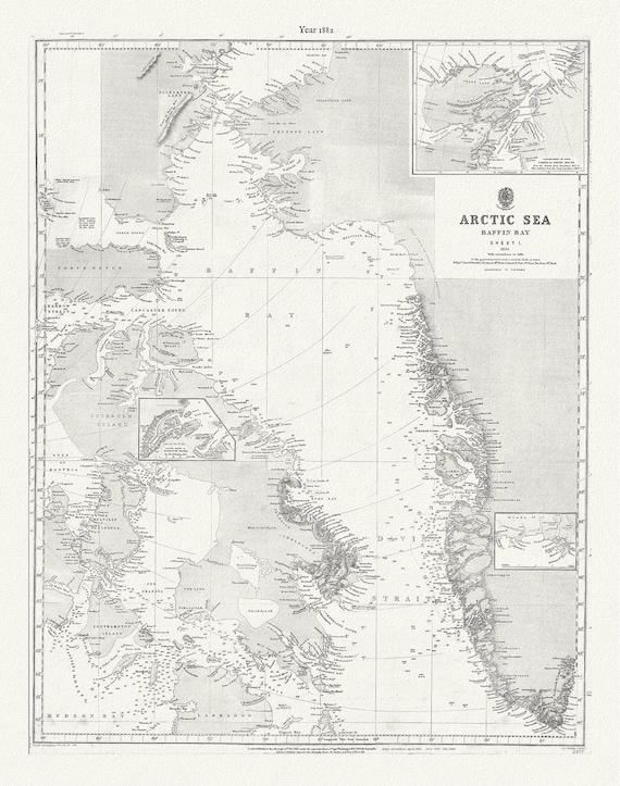 Arctic Sea. Baffin Bay, sheet 1 to 1853, with corrections to 1881, map on durable cotton canvas, 50 x 70 cm, 20 x 25" approx.