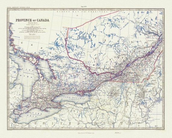 Johnson, Canada West, 1871, map on heavy cotton canvas, 22x27" approx.