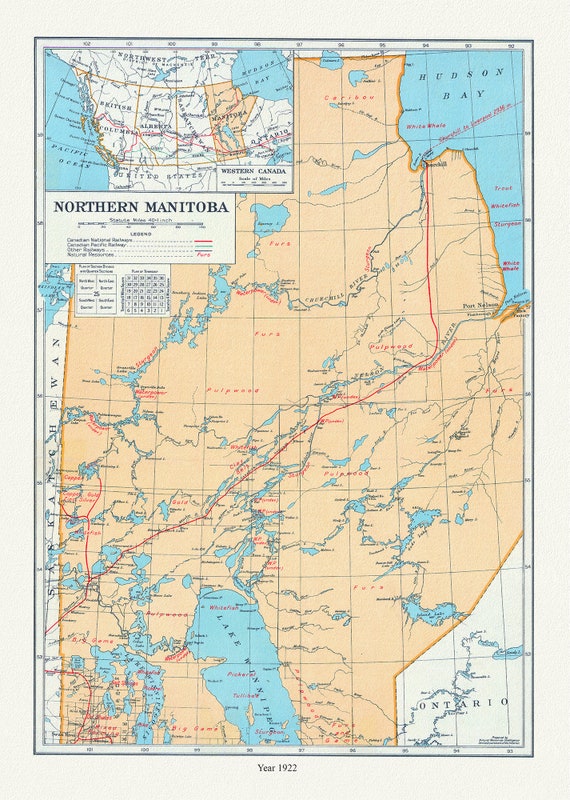 Northern Manitoba, A Resource Map, 1922 , map on durable cotton canvas, 50 x 70 cm, 20 x 25" approx.