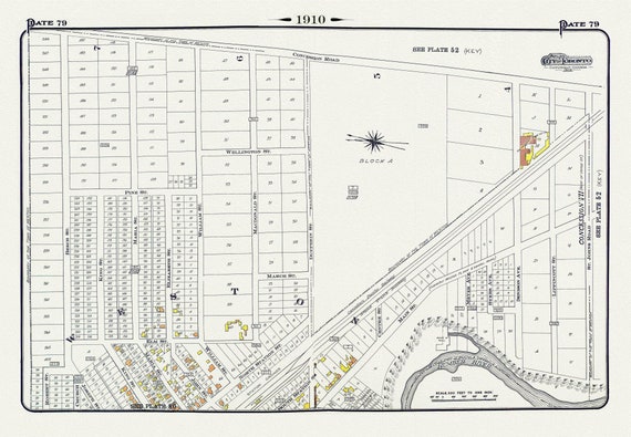 Plate 79, Toronto North West, Weston, 1910  , map on heavy cotton canvas, 20 x 30" approx.