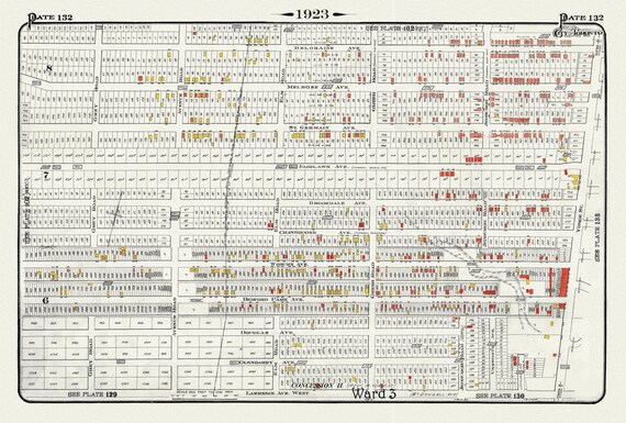 Plate 132, Toronto North, West of Yonge, North of Lawrence Ave., 1923, Map on heavy cotton canvas, 18x27in. approx.