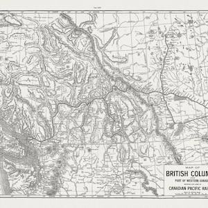 Map of British Columbia and part of Western Canada,, Canadian Pacific Railways,  1890, map on cotton canvas, 50 x 70cm, 20 x 25&quot; approx.