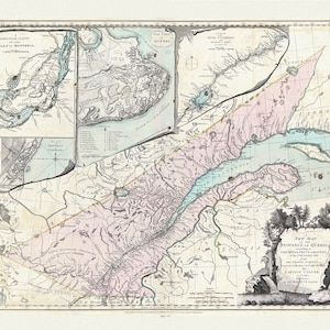 Quebec: Sayer et Carver, A new map of the Province of Quebec, according to the 1763 Royal Proclamation, 1776, cotton canvas, 22x27" approx.