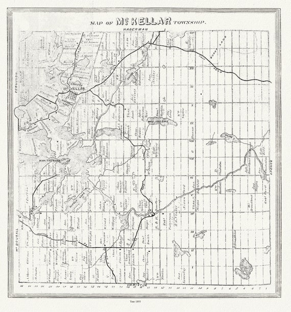 Muskoka-Haliburton, McKellar Township, 1893, map on heavy cotton canvas, 20 x 25" approx.