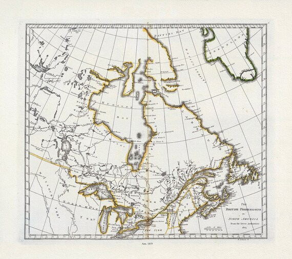 Carey, British Possessions in North America, 1818, map on heavy cotton canvas, 20 x 25" approx.