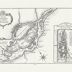 Bellin, L'Isle de Montreal, et ses environs, 1764 , map on heavy cotton canvas, 22x27" approx.