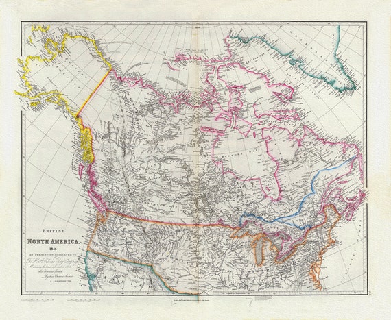 Arrowsmith, British North America, 1846, map on heavy cotton canvas, 22x27" approx.