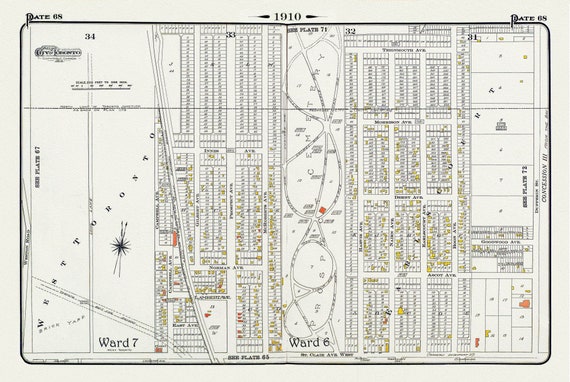 Plate 68, Toronto North West, Caledonia & St. Clair, Prospect Cemetery, 1910 , map on heavy cotton canvas, 20 x 30" approx.