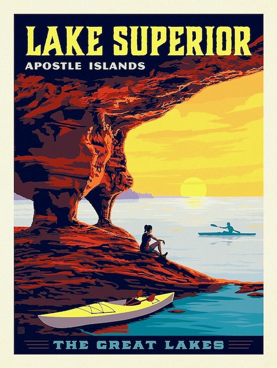 Lake Superior, Apostle Islands, travel poster on heavy cotton canvas, 45 x 65 cm, 18 x 24" approx.