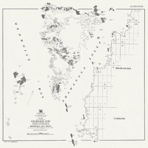 Plan der Inseln im Georgian Bay District von Parry Sound, vor den Gemeinden Shawanaga und Carling, 1931