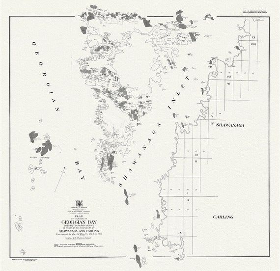 Plan of islands in Georgian Bay district of Parry Sound, in front of the townships of Shawanaga and Carling, 1931