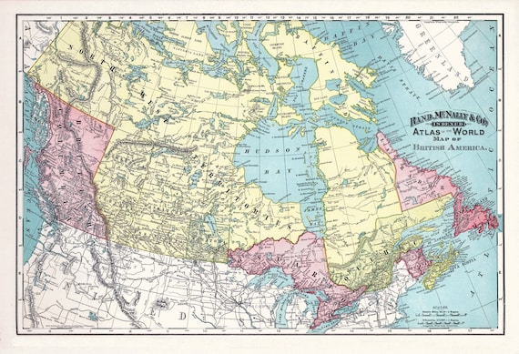 Rand, McNally & Co., British America (Canada), 1892, map on heavy cotton canvas, 22x27" approx.