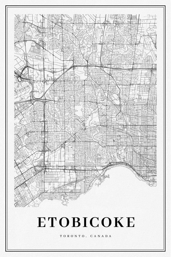 Etobicoke, Toronto, A Modern Map Ver. II  , map on durable cotton canvas, 50 x 70 cm, 20 x 25" approx.