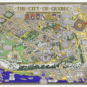 Maw, City of Quebec with Historical Notes, 1932, map on heavy cotton canvas, 20x27" approx.