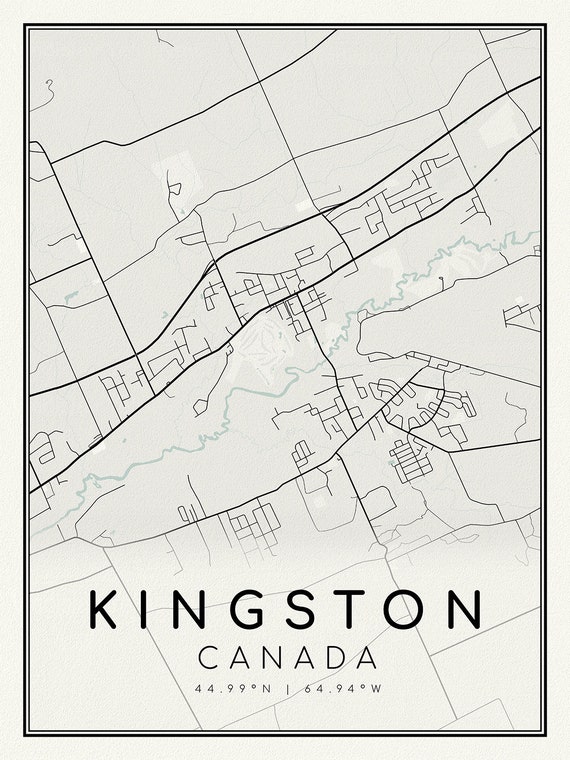 Kingston, Ontario, A Modern Map on heavy cotton canvas, 45 x 65 cm, 18 x 24" approx.