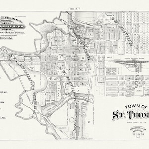 St. Thomas, comté d'Elgin, Ont., 1877, carte sur toile de coton durable, 50 x 70 cm, 20 x 25" environ.