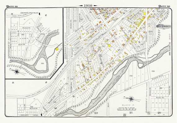 Plate 80, Toronto North and West, Weston, 1910, map on heavy cotton canvas, 20 x 30" approx.