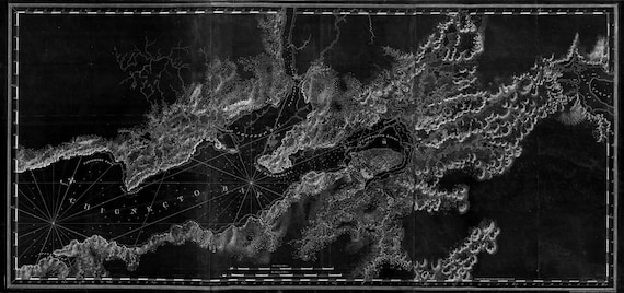 Des Barres, The Sea Coast of Nova Scotia-Chignecto Bay-1777, map on durable cotton canvas, 50 x 70 cm, 20 x 25" approx.