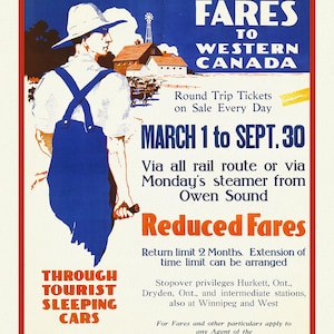 Canadian Pacific, Homeseeker Fares to Western Canada, 1910, reprinted vintage poster on heavy cotton canvas, 50 x 70 cm, 20 x 25&quot; approx.