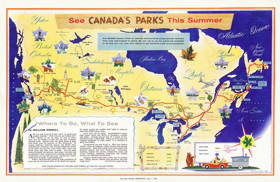 Parlane, See Canada's Parks this Summer, 1935, supplement to Toronto Star, poster on cotton canvas, 22x27" approx.
