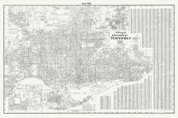 Lloyd's Map of Greater Toronto, 1942, Lloyd's Map, , map on durable cotton canvas, 50 x 70 cm, 20 x 25" approx.