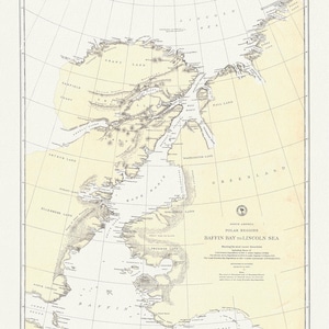 Regiones polares, de la bahía de Baffin al mar de Lincoln, 1885, mapa sobre lienzo de algodón duradero, 50 x 70 cm, 20 x 25" aprox.