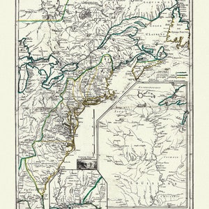 LaRouge, Kanada et Louisiana, 1793, Karte auf schwerer Baumwollleinwand, 50 x 70 cm, 20 x 25" ca.