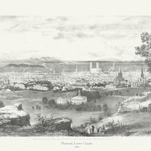 Montreal, Lower Canada, 1855, Whitfield auth., vintage print reprinted on durable cotton canvas, 50 x 70 cm, 20 x 25" approx.