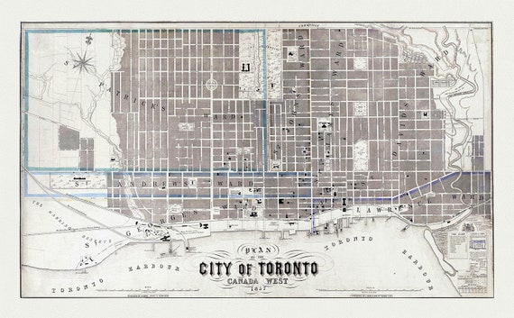 Toronto: Fleming, Plan of the City of Toronto, Canada West, 1857 , map on heavy cotton canvas, 22x27" approx.