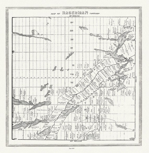 Muskoka-Haliburton, Hagerman Township, 1893, map on heavy cotton canvas, 20 x 25" approx.