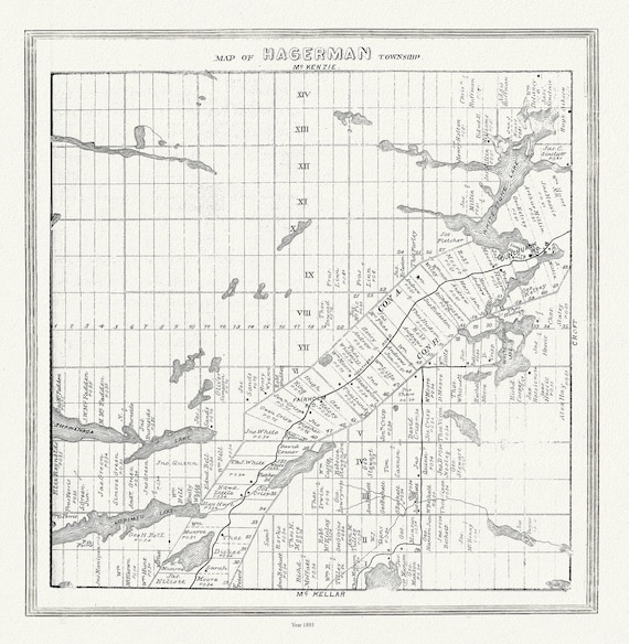 Muskoka-Haliburton, Hagerman Township, 1893, map on heavy cotton canvas, 20 x 25" approx.