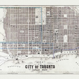 Fleming, Plan of the City of Toronto, Canada West, 1857, carte sur toile de coton lourd, 22x27 » environ.