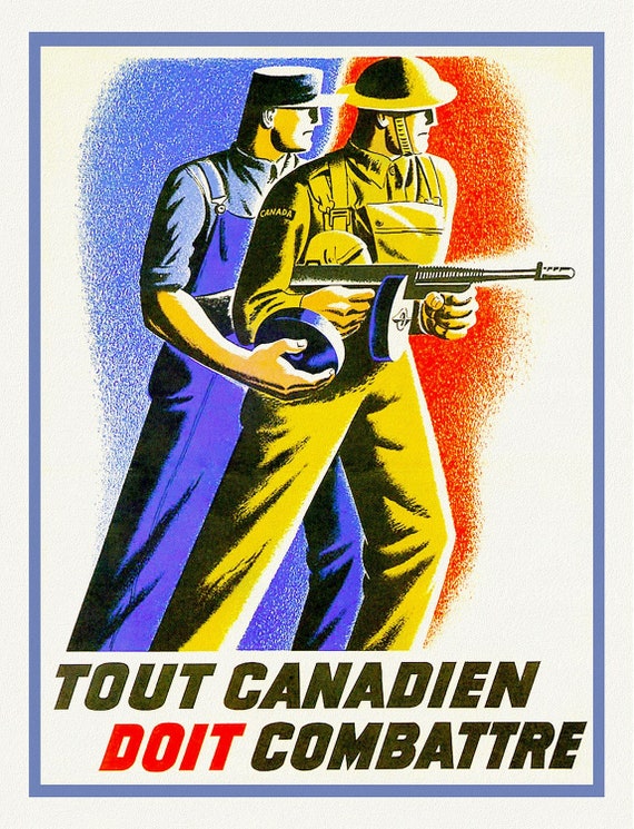 All Canadians Must Fight, 1941, war poster on durable cotton canvas, 50 x 70 cm, 20 x 25" approx.