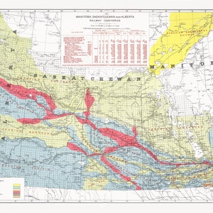 Canada Department of the Interior, Manitoba, Saskatchewan und Alberta Eisenbahngebiete, 1915, Karte auf schwerer Baumwollleinwand, ca.