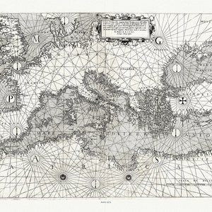 Giacomo Gastaldi, Europe & Mediterranean, 1572 , map on heavy cotton canvas, 22x27" approx.