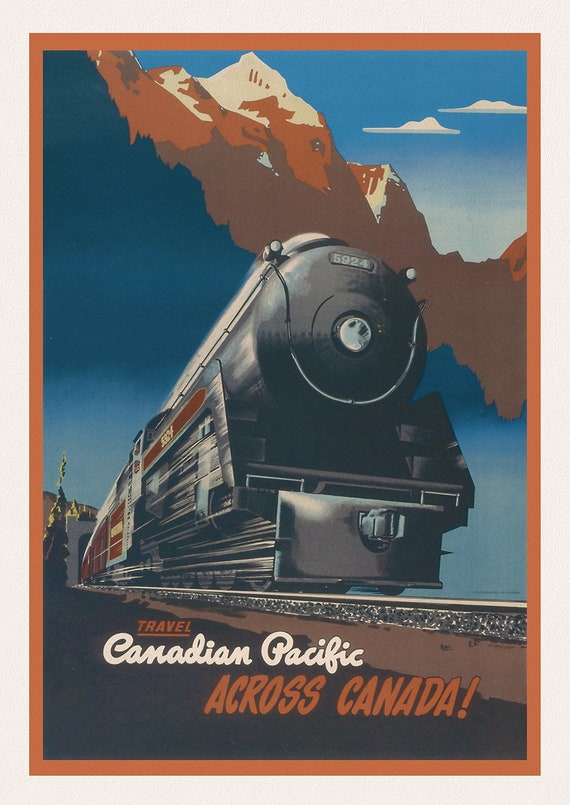 Travel Canadian Pacific Across Canada! 1947, travel poster on heavy cotton canvas, 45 x 65 cm, 18 x 24" approx.
