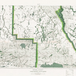Mineral district, Northern Ontario, South Sheet, 1911, Karte auf schwerer Baumwollleinwand, 50 x 70cm, 20 x 25" ca.