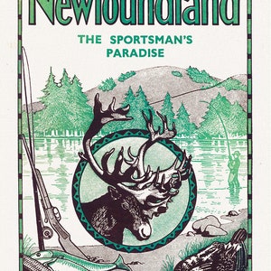 Neufundland, A Sportman es Paradise, 1960, ein Reiseposter auf schwerer Baumwollleinwand, 45 x 65 cm, 18 x 24" ca.