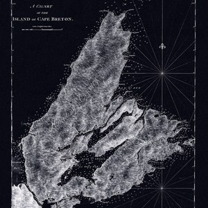 Uma carta da ilha de Cape Breton.1781, Des Barres auth. Ver. BWI, mapa em tela de algodão durável, 50 x 70 cm, 20 x 25" aprox.